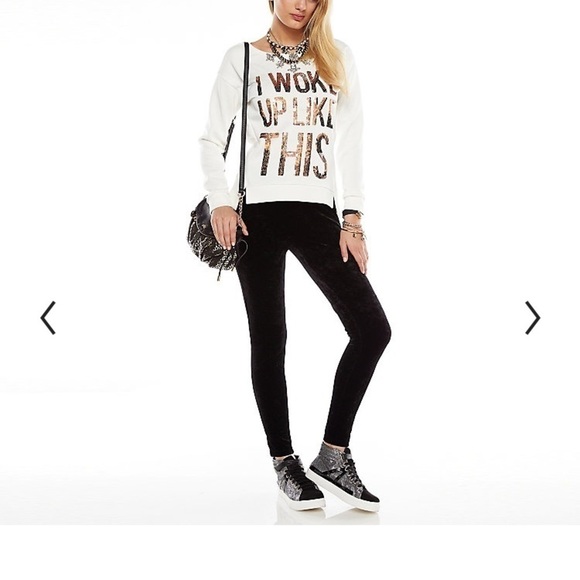 Juicy Couture I Woke Up Like This Sequin Sweatshirt L Embellished Graphic Scuba - Picture 2 of 8